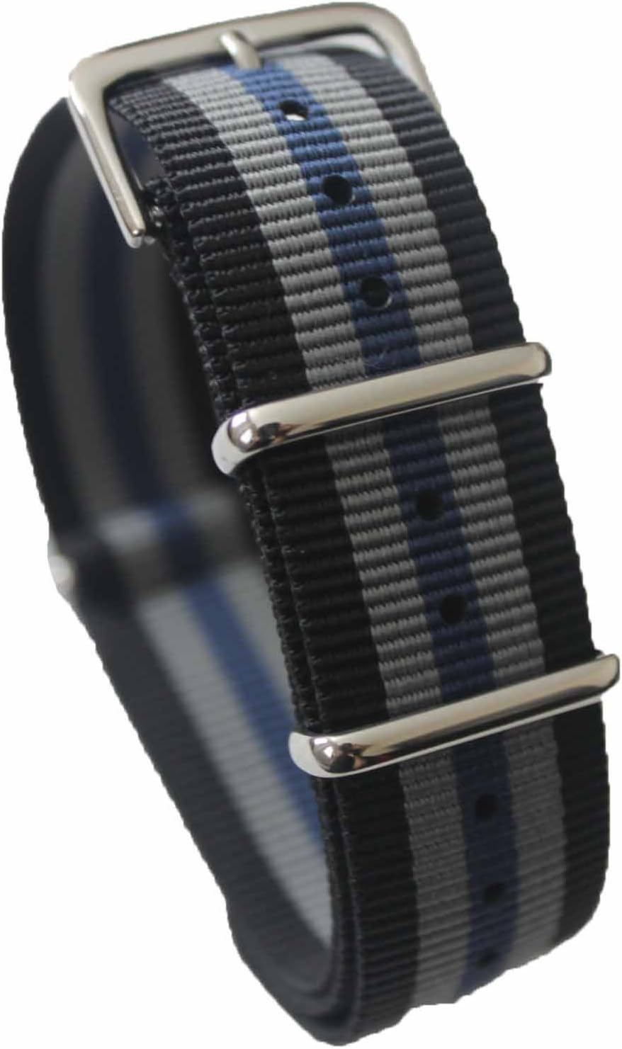 AquaNation - Watch Bands Straps - Choice of Color 20mm Premium Heavy Duty Durable Ballistic NATO Nylon James Bonds Style Replacement Watch Bands Straps