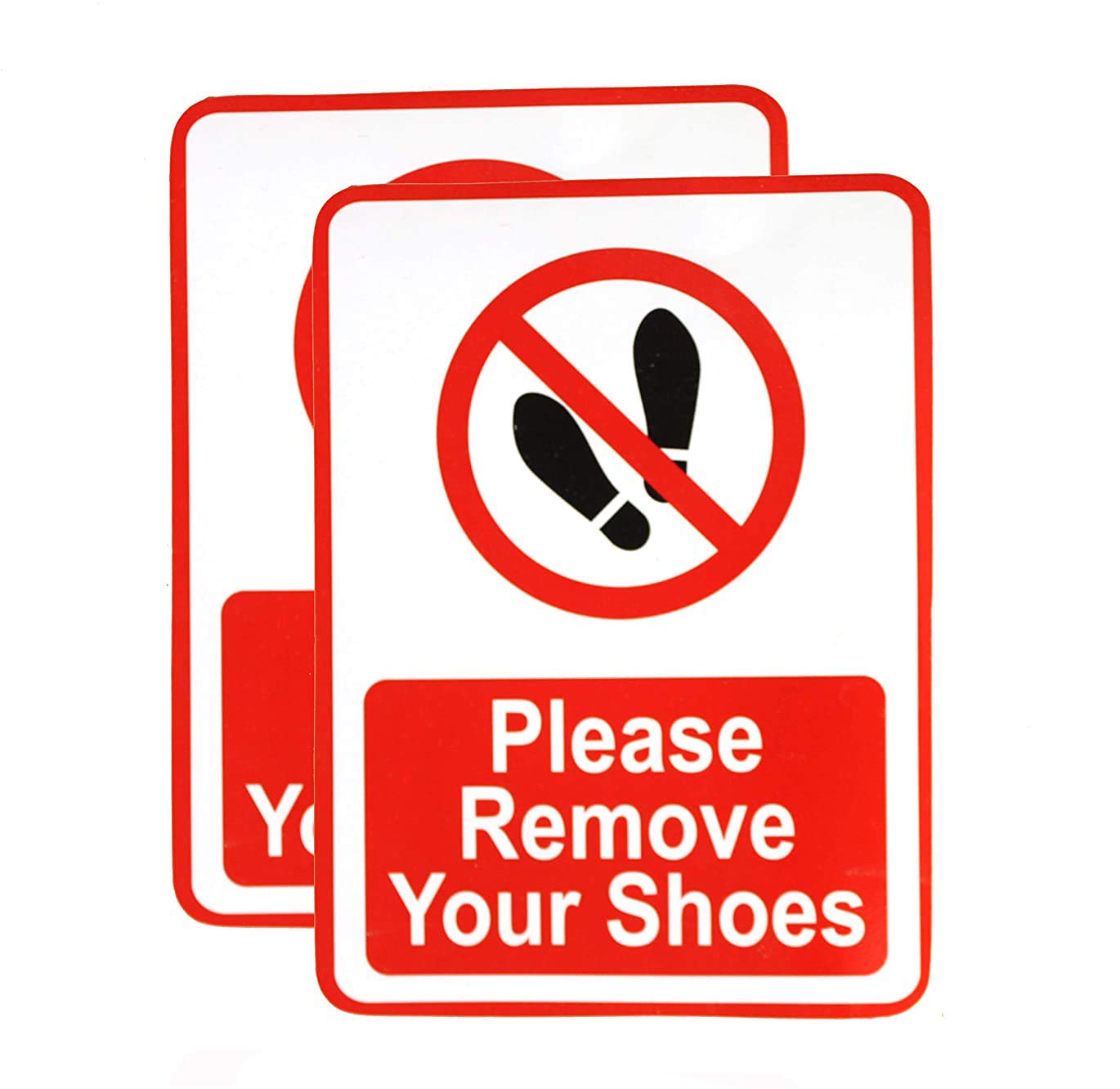 eSplanade Please Remove Your Shoes | No Shoes Allowed Sign Sticker Decal - Easy to Mount Weather Resistant Long Lasting Ink (Size 7.5" x 5.5") for Office, Factory, Ships, Factory, Business etc