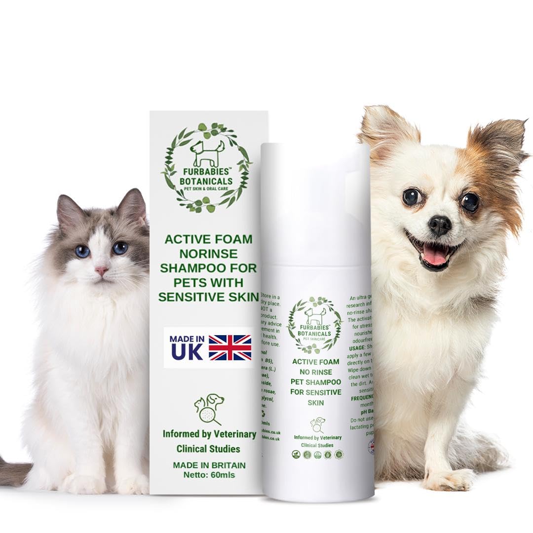 FURBABIES Sensitive No-Rinse |Outdoor Indoor| Itchy Dog & Cat Dry Shampoo Conditioner | Vit B5 Repair |Odour Remover| Phalate-Free |Calming| Puppy Kitten Shampoo|Older Pets|Vegan 120 Pumps