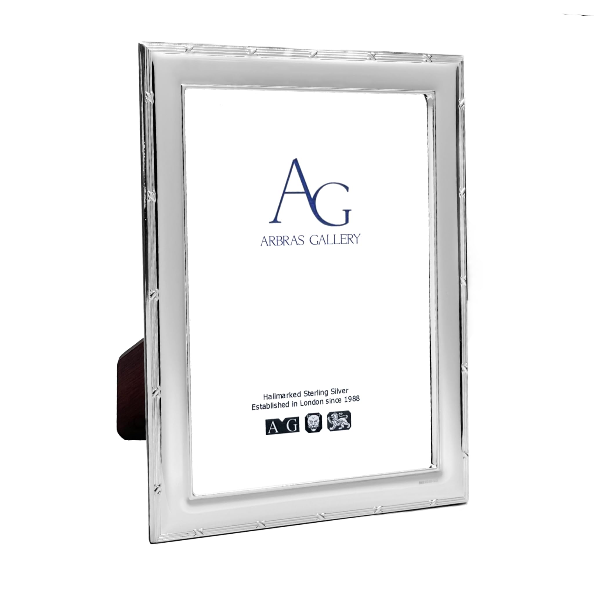 Arbras Gallery Classic Ribbon & Reed Design Sterling Silver Photo Frame 7" x 5" with Wood Back