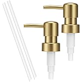Soap Dispenser Pump Replacement for Standard 28/400 Thread Size Kitchen Soap Dispenser Pump Head for Regular Mouth Bottle Bathroom Countertops,2 Pack(Gold)