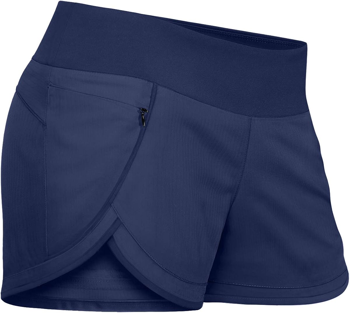 Fulbelle Womens Banded Waist Running Fitness Workout Shorts Invisible Zipper Pockets: Clothing