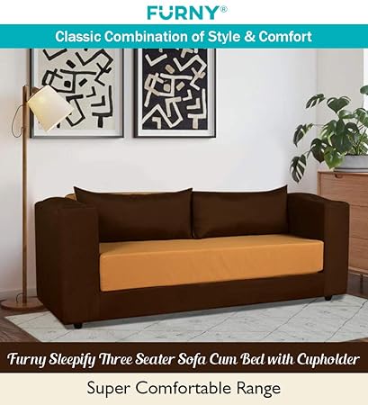 Furny Sleepify 3 Seater Sofa Cum Bed With Cupholder 3 Years