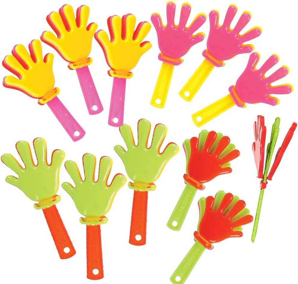 ArtCreativity Mini Hand Clappers Noisemakers - Pack of 48 - 3 Inches Assorted Plastic Noisemakers for Sports, Parties, and Concerts - Best Birthday Party Favors and Goodie Bag Fillers for Boys and Girls: Toys & Games