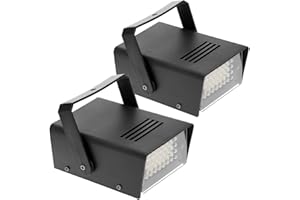 QWORK Portable Mini LED Strobe Light - 2 Pack 32 White LEDs, Disco Strobe Lights, Adjustable Flash Rate for Parties, Dances, 