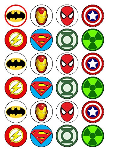 Accessoires De Decoration Figurines Pour Gateaux 24 Superhero Logos En Papier Comestible Pour Gateaux Napravi Rs