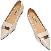 GotSoft Women's Pointed Toe Metal Deco Flats Slip on Flat Comfortable Dress Shoes