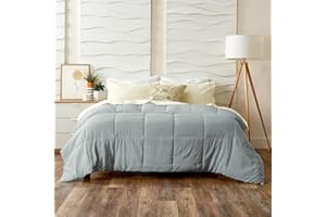 Cosy House Collection Luxury Down Alternative Comforter - Blend of Rayon Derived from Bamboo - Bedroom Essentials - All Season Use - Box Stitch Construction & Duvet Loops (King/Cal King Silver)