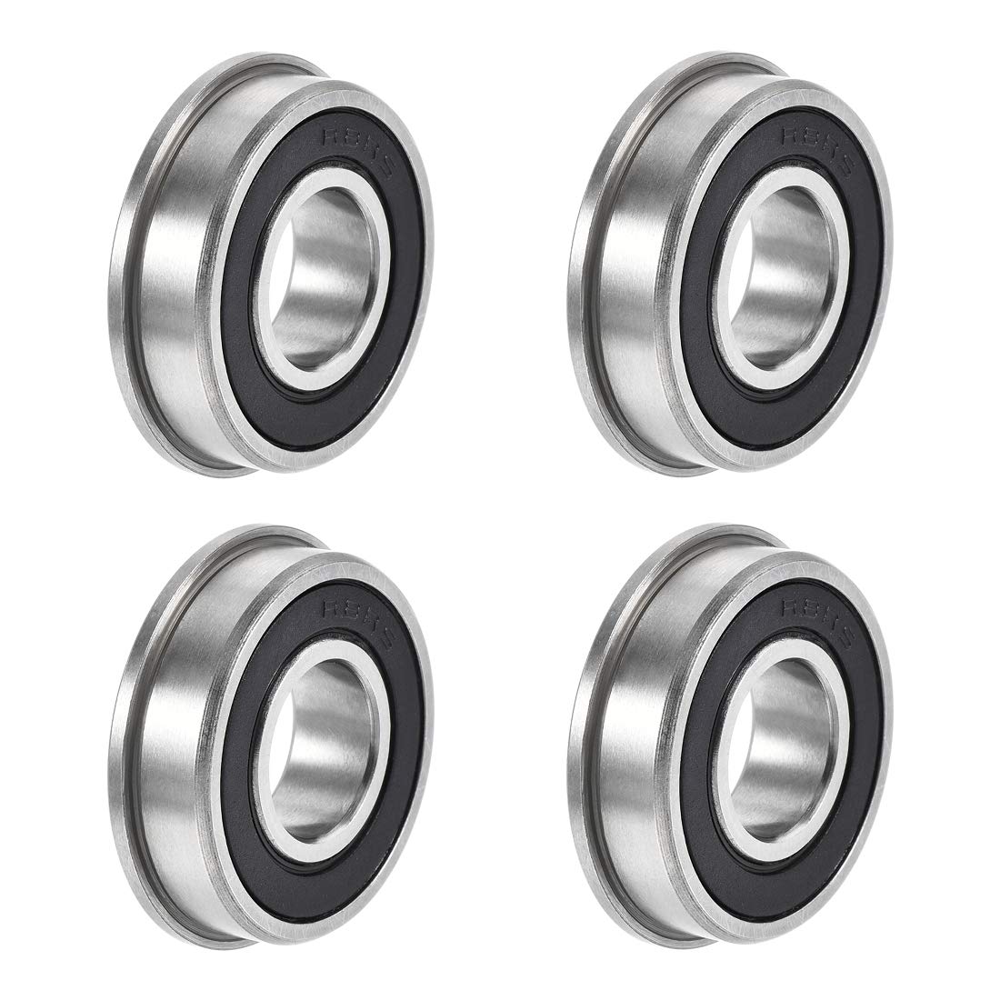 sourcing map FR8-2RS Flanged Ball Bearing 1/2"x1-1/8"x5/16" Double Sealed Chrome Steel Bearing 4pcs