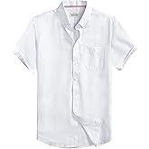 DELCARINO Mens Oxford Shirt Short Sleeve Regular Fit Casual Button Down Shirt with Pocket