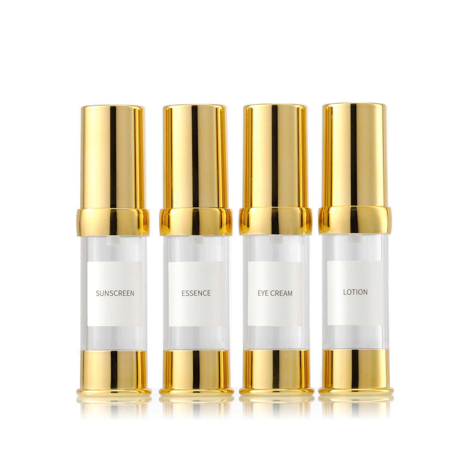 Photo 1 of XQNCBY Gold 15ML Airless pump bottle Toiletries Travel Size containers mini makeup bottle Dispenser with Box Reusable empty cosmetic packaging bottles (0.5 oz/15 ml, 4 Packs)