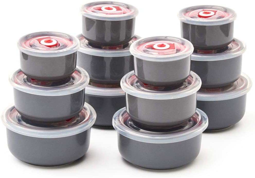 EZOWare Set of 12 Microwavable Ceramic Fresh Bowl Food Container with