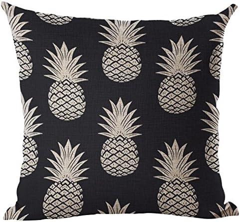 Decorative Pillow Cover Throw Tropical Hawaiian , Pineapple Cushion (black & white)