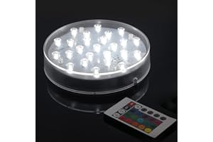 LARDUX LED Lights Base - 6 inch Round Lights Display Stand for Effiel Tower Vase Crystal Glass Art LED Pedestal Base - Charging USB or Battery Powered