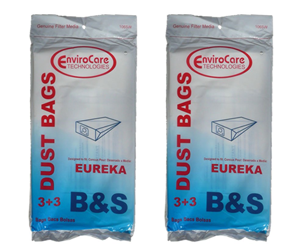 6 Eureka B & S Allergy Canister Vacuum Bags + 6 Filters 1700 3700, Powerteam Series Vacuum Cleaners, 52329, 52329A-6, 52329-12, 54922-10, 1700 and 3700, 1780A