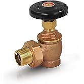 Midline Valve 6I342 Steam Radiator Valve; Air Vent Temperature Control; 1 in. FIP x Male Union; Brass