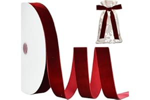 TONIFUL Burgundy Velvet Ribbon 1 Inch x 25yds, Vintage Velvet Ribbons, for Christmas Wreath Decoration Handmade Craft Ornaments Gift Wrapping & Bow Making, Valentine's Day Bouquet Packaging