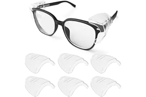 3 Pairs Safety Glasses Side Shields, Eye Protection Flexible Slip on Clear Side Shield, Side Shields for Glasses Fits Eyeglas