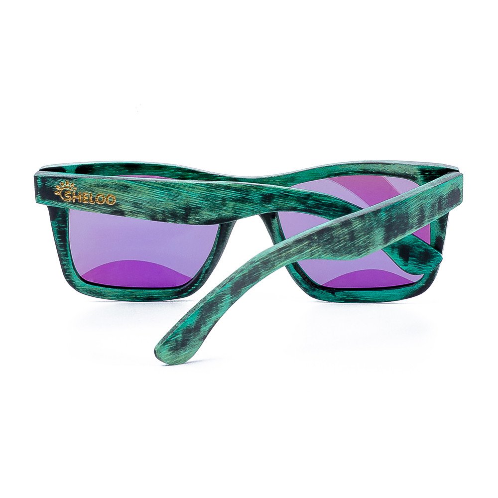 SHELOO Bamboo Wood Polarized Sunglasses Retro Style 100% UV Protection Green Frame
