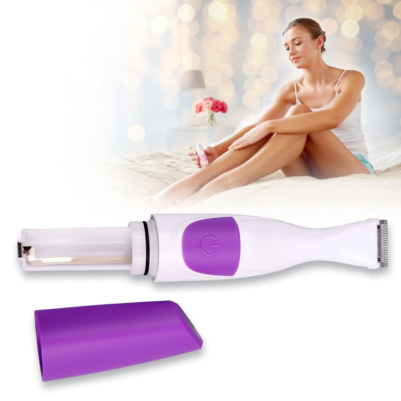 Women Bikini Trimmer, 2 in 1 Women Body Hair Trimmer Electric Lady Shaver Bikini Arms Legs Underarm Pubic Hair Trimmer for Men and Women Washable Head Wet Dry