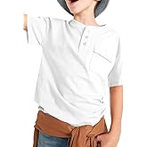 Kindenergy Boys Short Sleeve Tee Shirt Summer Button Down Tees Dress Henley Shirts with One Pocket