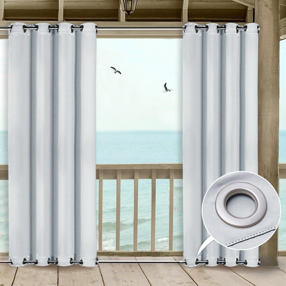 NICETOWN Outdoor Curtain Grommet Top and Bottom, Thermal Insulated Keeps The Rain Out Versatile Vertical Drape, Blackout Heavy Weight Wind Break Outdoor Drapery (52 by 108 inches,1 Piece, Tan-Khaki)