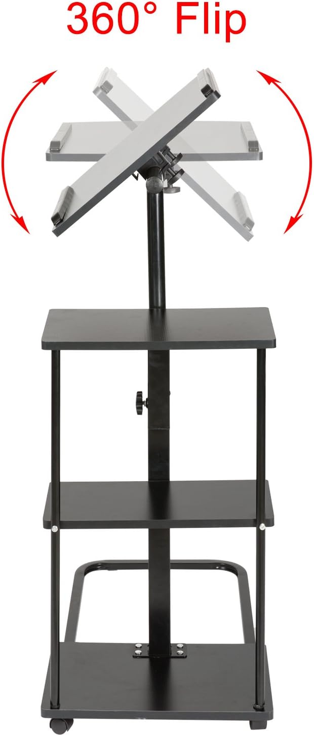 DOEWORKS Laptop Desk Height Adjustable Tray Side Table for Bed or Sofa, Black Overbed Table with Wheels : Office Products