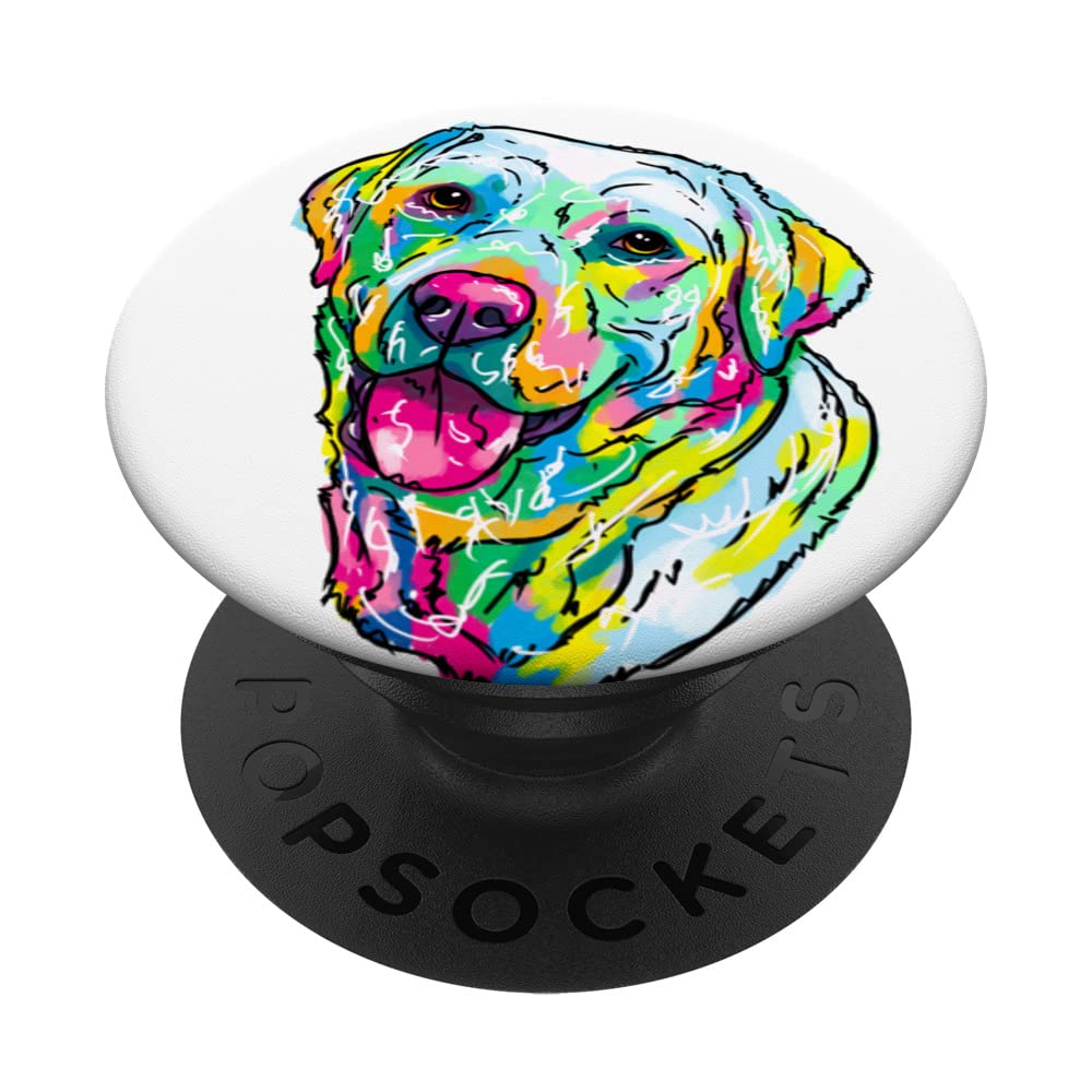 Colorful Watercolor Labrador Retriever Portrait Lab Owner PopSockets Swappable PopGrip