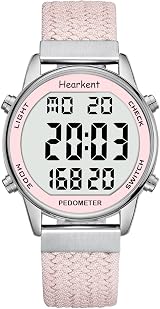 Hearkent Pedometer Watch for Women Pink 30M Waterproof Step Calorie LCD