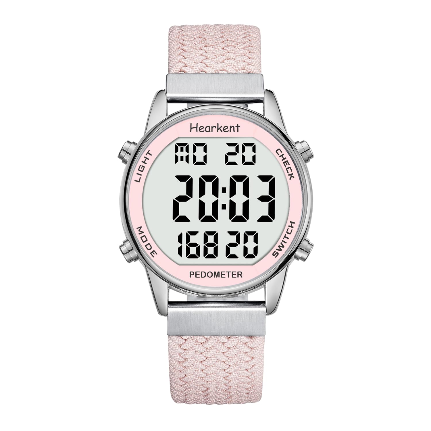 Hearkent Pedometer Watch for Women, Step Tracker with Calories Counter, Non Bluetooth, 30M Waterproof, LCD Large Number Display Wrist Watch for Walking and Daily Activity(Pink)