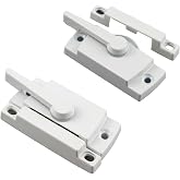 2-Piece Sliding Window Lock, Cam Sash Lock, Security Lock for Double Sliding Windows, Vinyl Sash Lock and Keeper Replacement for Vertical and Horizontal Sliding Windows
