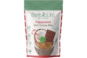 Bare Life: Instant Dairy Free Peppermint Hot Cocoa Mix - 10 Serving Pouch | Gluten Free, Vegan, Organic, Plant Based, Paleo, Soy Free, Corn Free, Lactose Free, Refined Sugar Free, Hot Chocolate, 9.52 oz.