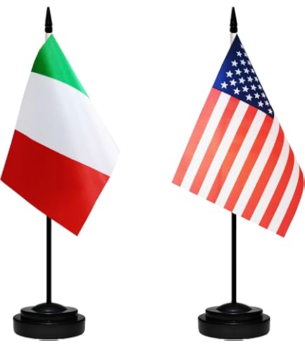 12x18" USA & Italy Combo Stick Flags - Wholesale Pack, 100% Polyester, Double-Sided Print