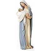 BC Catholic Madonna with Child Statue, Blessed Virgin Mary Figure, Holy Mother Religious Gift for Mom, 12.75" H, Hand Painted Classical Renaissance Sculpture Masterpiece by Buildclassic
