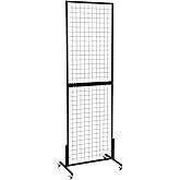 OUDUCK 2' x 6' Grid Wall Panels Standing Wire Grid, Display Rack with T-Base Wheels Freestanding Gridwall Panel Tower for Sho