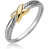 Fimewon 14K Gold Rings for Women Non Tarnish Gold Plated Waterproof Knot Promise Rings Simple Fashion Jewelry Friendship Gifts for Her Size5-10