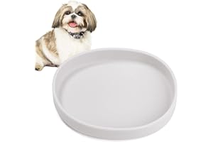 BNOSDM Silicone Dog Food Plate Shallow Dog Bowl Flat Cat Dish 1 Pack Small Puppy Plates for Small Dogs and Cats Whisker Fatigue Pet Feeding Bowls for Dry and Wet Food (Light Grey)