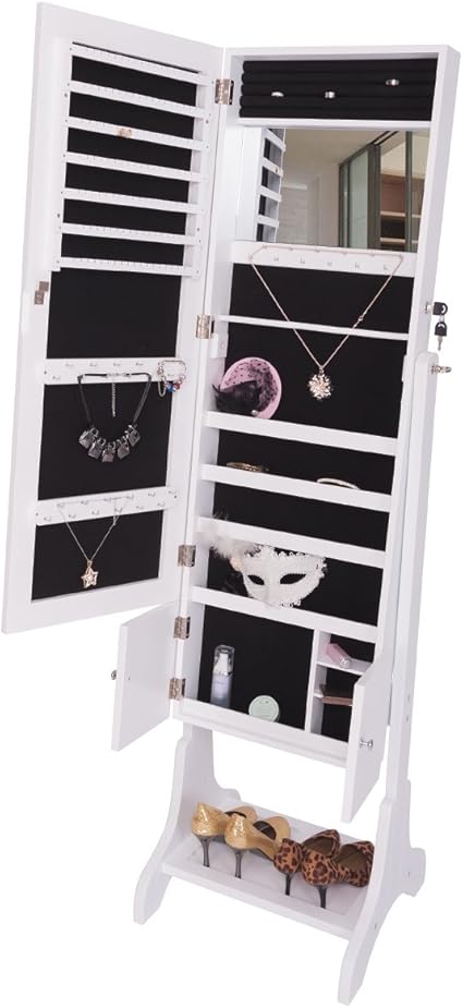 ZNL Schmuckschrank Spiegelschrank Holz mit Groß Spiegel 160cm