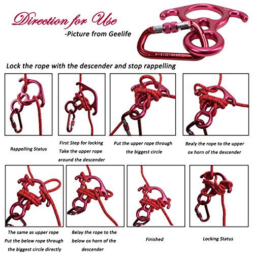 50KN Rescue Belay Device Figure 8 Climbing Stop Descender And Carabiner