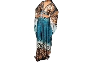 Bsubseach Women Ethnic Print Kaftan Beach Dress Plus Size Swimsuit Cover Up