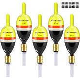 THKFISH Fishing Bobber Weighted Wood Slip Bobbers for Crappie Fishing | 5 Pcs Fishing Floats Weighted Slip Bobbers with Brass Pendant for Crappie, Walleye, Salmon Fishing
