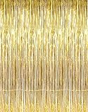 Mcolour Balloon 3 ft x 8 ft Metallic Gold Foil Fringe Curtains for Party,Prom,Birthday,Event Decorations(1 Piece)
