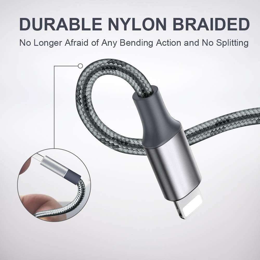 Guidit iPhone Charger MFi Certified Lightning Cable 5 Pack (3/3/6/6/10FT) Nylon Braided USB Charging Cable,data Transfer Cord,Compatible with iPhone 11/11 Pro Max/XS MAX/XR/XS/X/8/7/Plus/6S/iPad