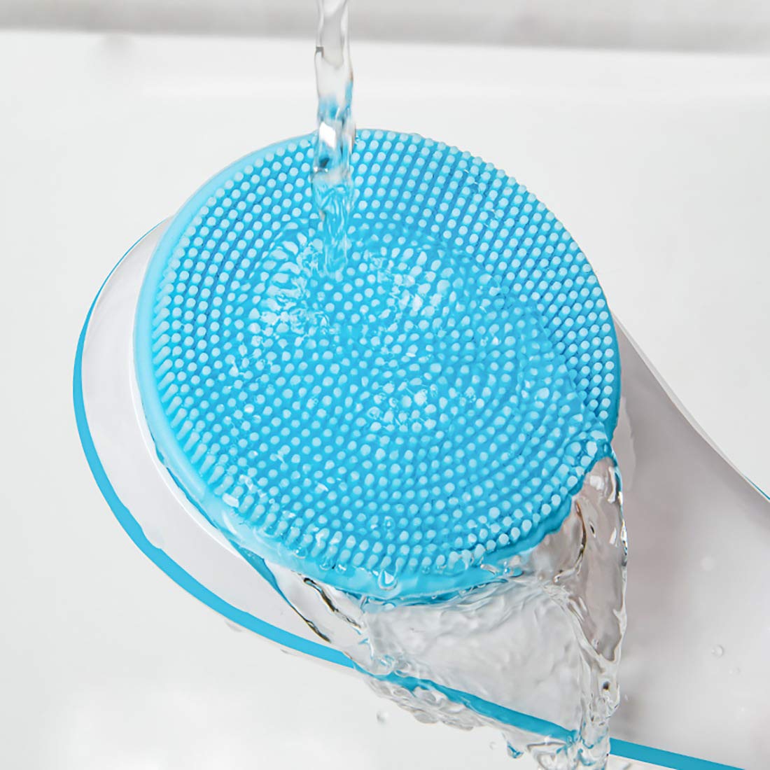 100FIXEO USB Charge Electric Long Handle Rotating Bath & Body Brushes Waterproof Facial Face Shower Brush Devices With 5 Brush Heads Deep Cleansing (Blue) : Beauty
