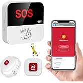 Chatthen WiFi Pager, Caregiver Pagers Life Alert Systems for Seniors no Monthly Fee, 1 Receiver and 1 SOS Panic Button & 1 Watch Pager, Compatible with Tuya Smart/Smart Life APP