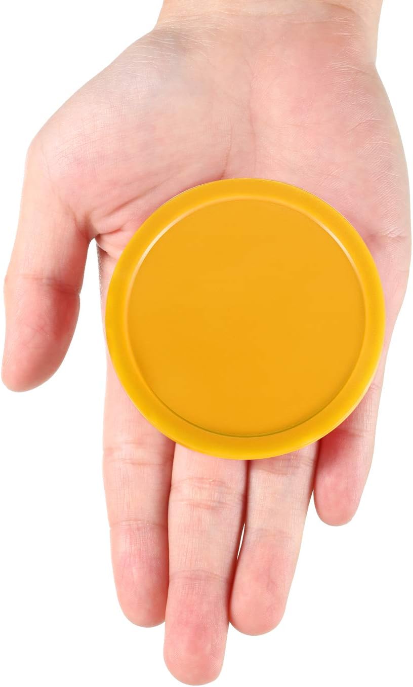 8 Pieces Air Hockey Pucks Replacement Round Pucks for Game Tables, Equipment, Accessories (Blue, Yellow, Purple, Orange, 3.2 Inch): Toys & Games