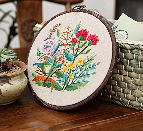 Cross Stitch Stamped Embroidery Kit - Eafior DIY Beginner Counted Starter Cross Stitch Kit for Art Craft Handy Sewing Including Color Pattern Embroidery Cloth,Embroidery Hoop,Color Threads,Tools Kit