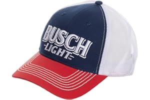 Calhoun Busch Light Trucker Hat – Official Licensed Beer Logo Cap – Red White Blue Snapback Mesh Baseball Hat
