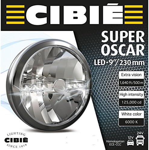 Cibie Super Oscar LED 9" 230mm Full Black 500M Vision 6000K Auxilary  Headlamp: Amazon.co.uk: Car & Motorbike
