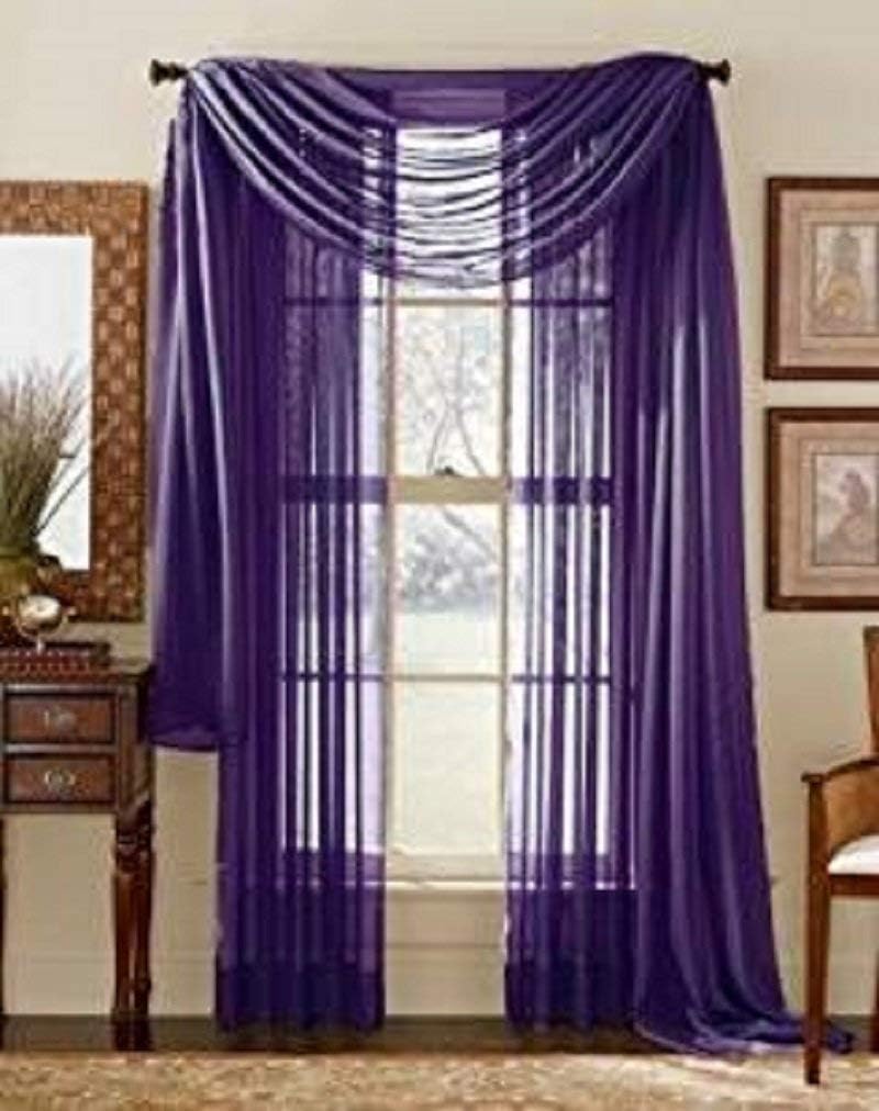 Drape/Panels/Treatment Beautiful Sheer Voile Window Elegance Curtains for Bedroom & Kitchen, 57" inch x 84" inch, Set of…